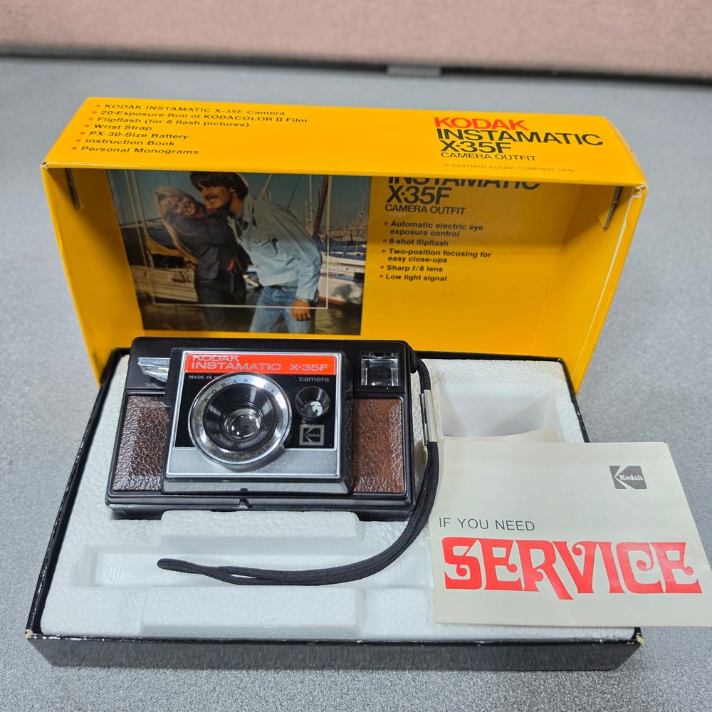 Kodak Instamatic X-35F Camera Outfit Untested Good Vintage 1970s Cat 131
